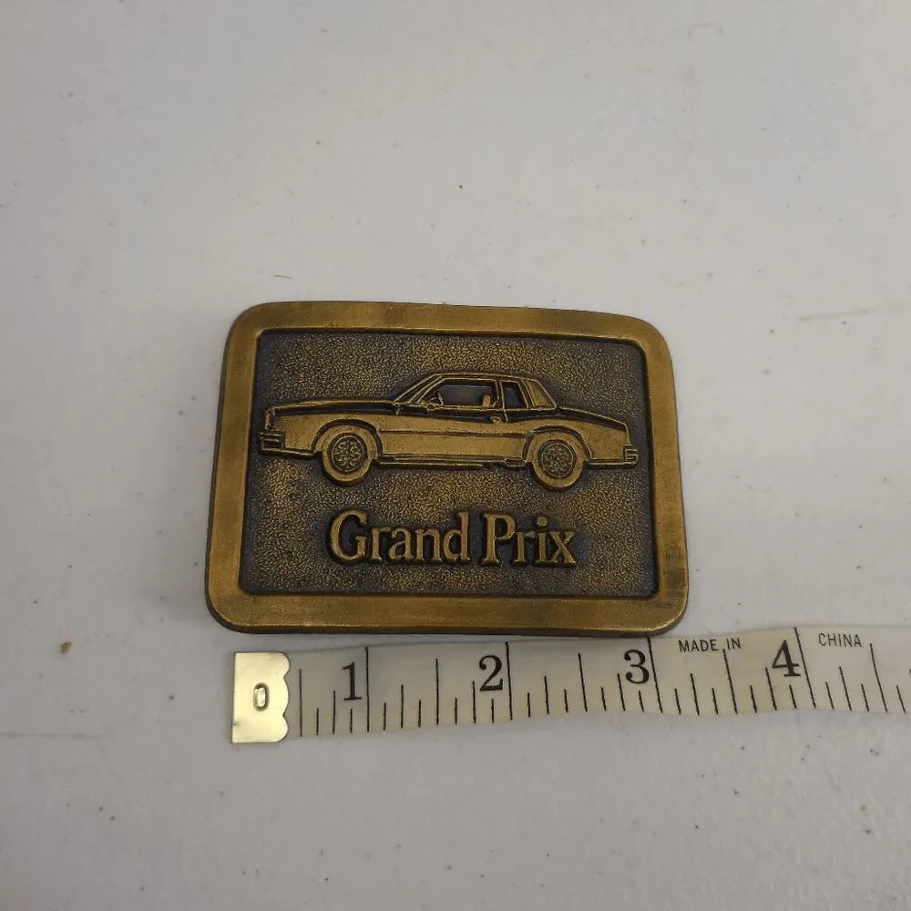 Vintage 70s Pontiac Grand Prix‎ Brass Belt Buckle 4